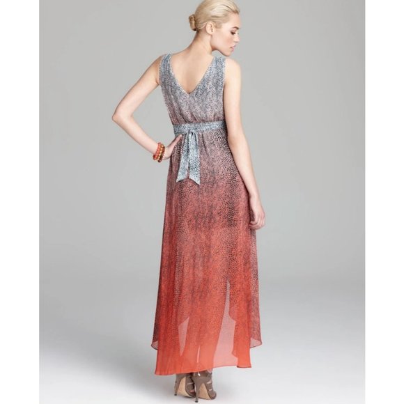 NWT Guess Cactus Flower Ombre Maxi Dress Size XS Extra Small Snakeskin High Low - Picture 2 of 12